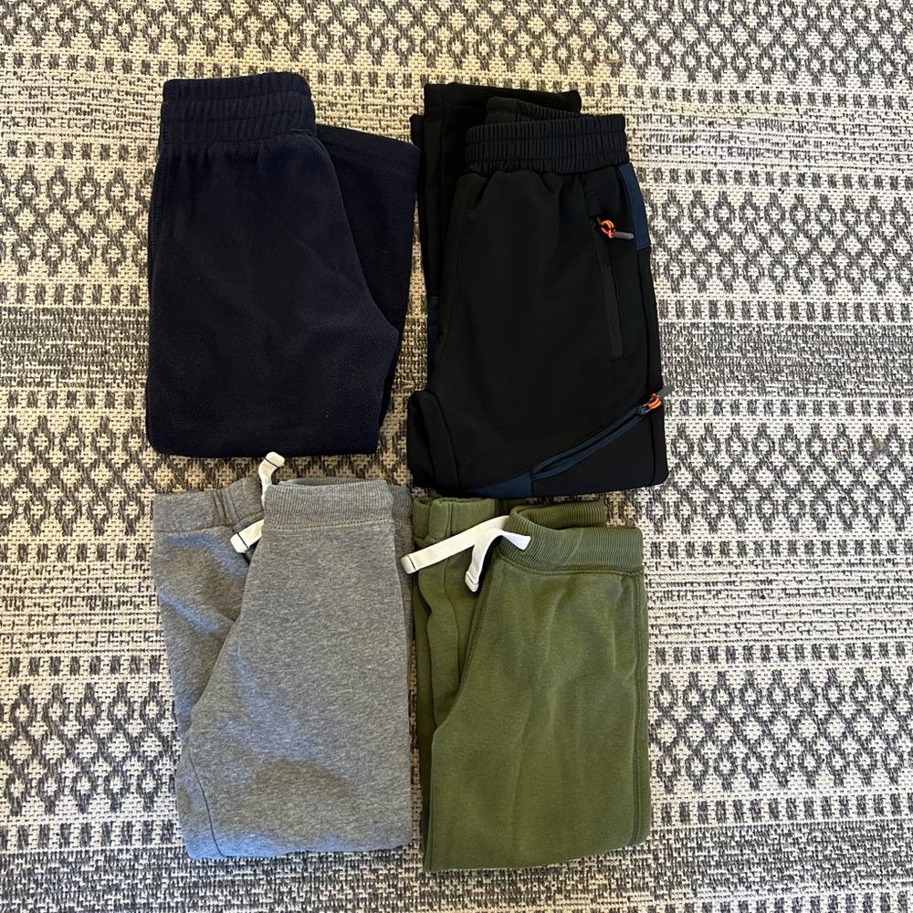 Black Sweatpants with Elastic Waistband and Ribbed Cuffs
